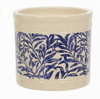 Woodlodge William Morris Glazed Blue Leaf Pot 19cm