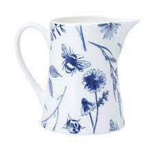 Gisela Graham Blue Meadow Ceramic Jug Small