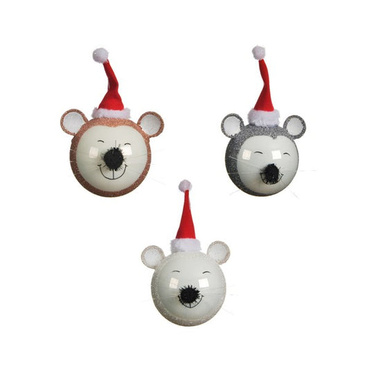 Bauble Mouse With Santa Hat