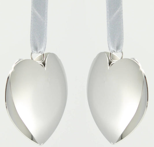 Set Of Two Nickel Heart Decorations