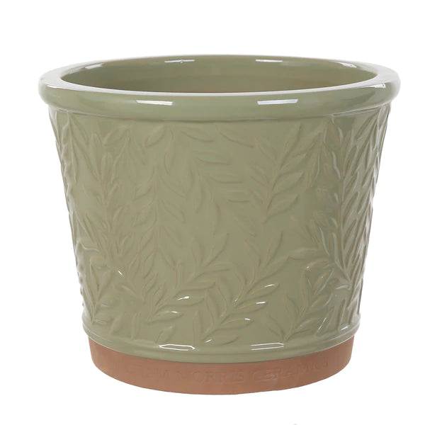 Woodlodge William Morris Part Glazed Pot Green 40cm